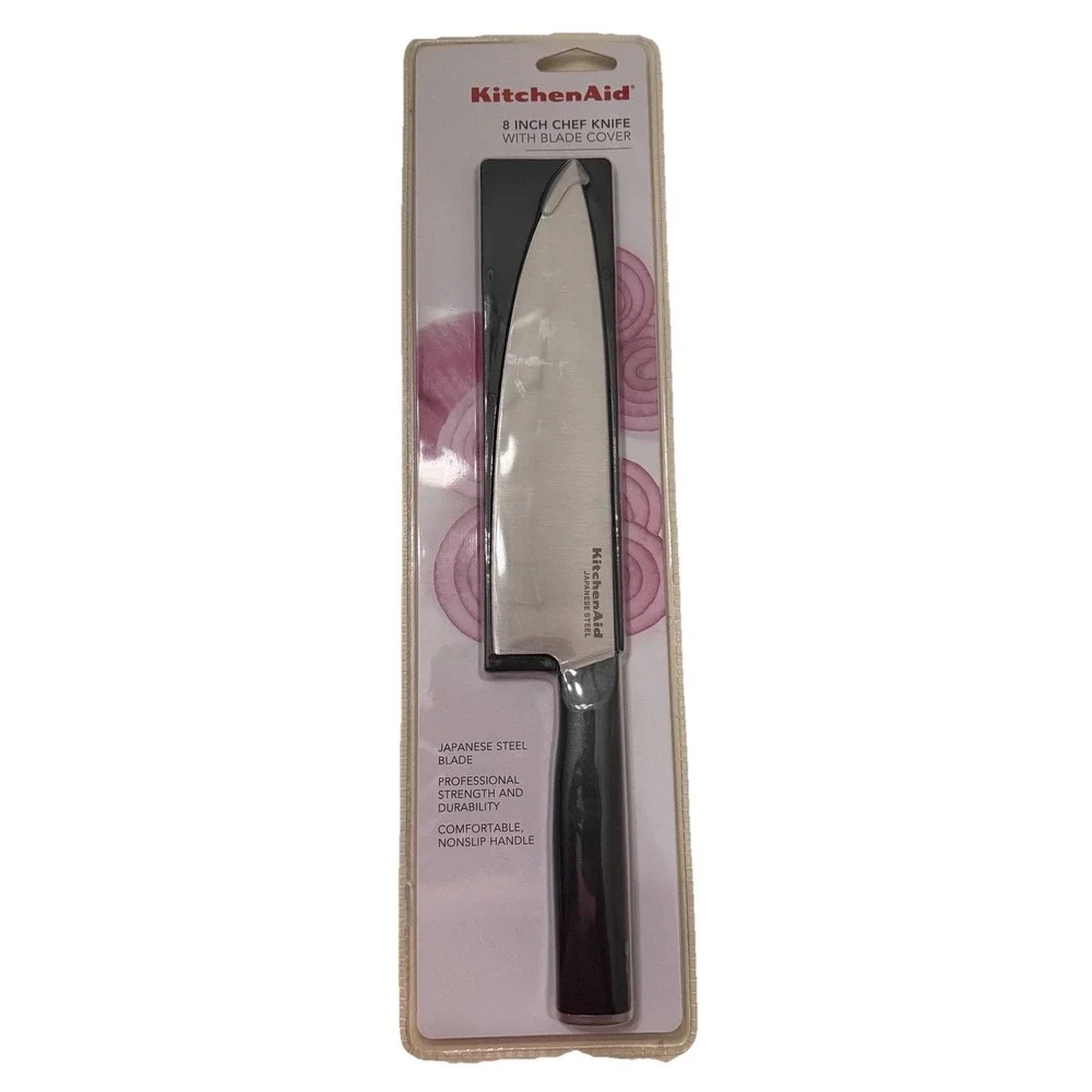 Kitchen Aid 8 Inch Chefs Knife With‎ Blade Cover Japanese Steel Blade